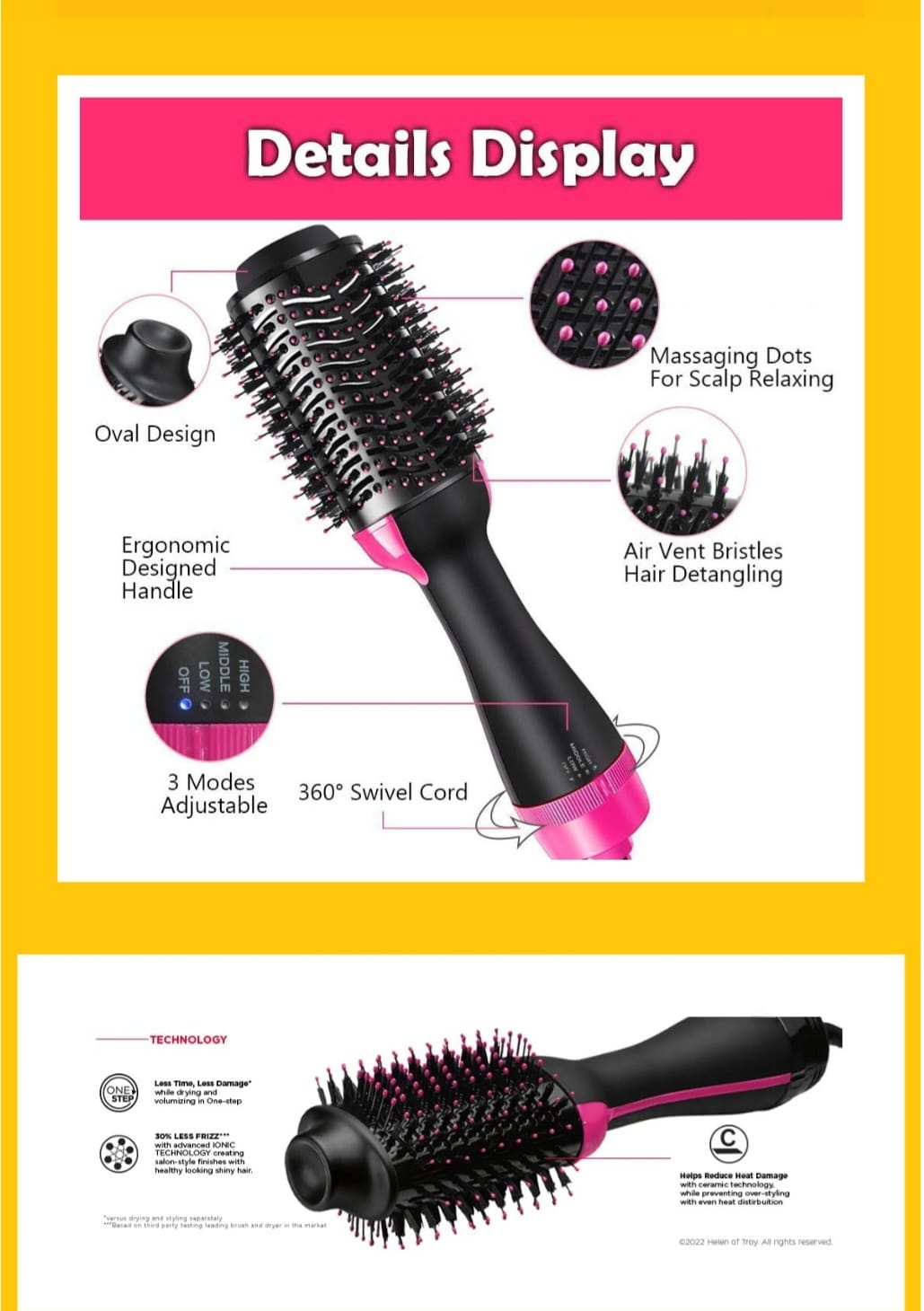 One Step Multifunction Hair Sraightener Curler Comb Electric Ion Blow Dryer Brush No Ratings